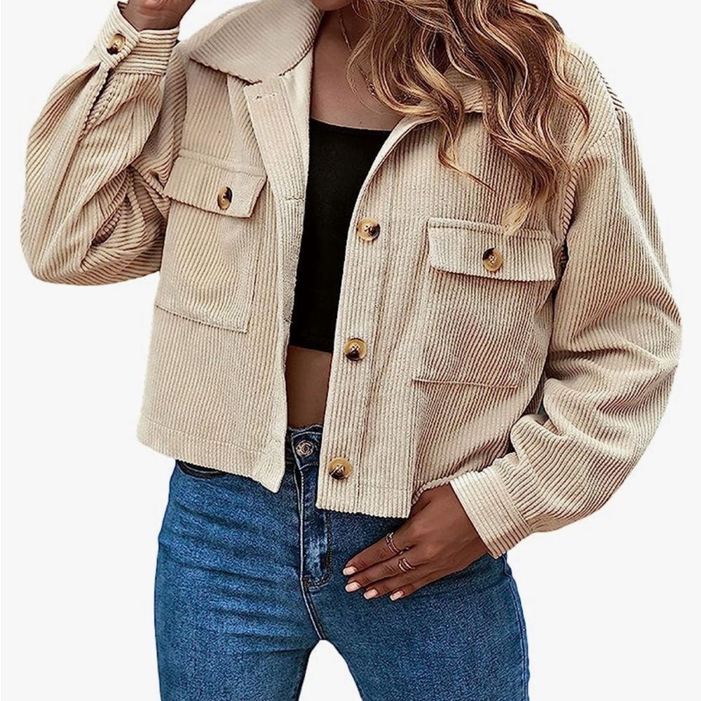 Cropped Shacket Corduroy Button Down